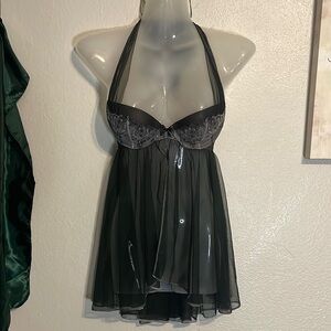 Victoria's Secret Black Chemise with Plunging Neckline